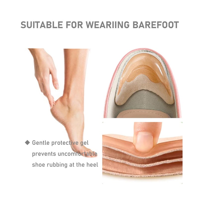 VivoFoot 4 Pairs Anti-Slip Heel Grips for Shoes Too Big  Gel Heel Liners & Pads for Loose Shoes  Self-Adhesive Back of Heel Cushion Inserts  Heel Blister Protectors for Women & Men (Beige+Black) - Image 4